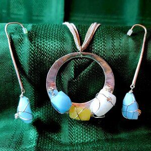 Kenneth Cole Silver Pendant and Earrings